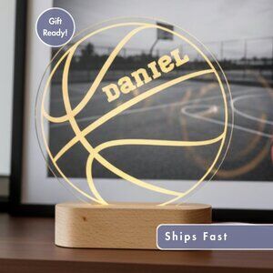 Basketball Night Light – Personalized LED Gift for Kids